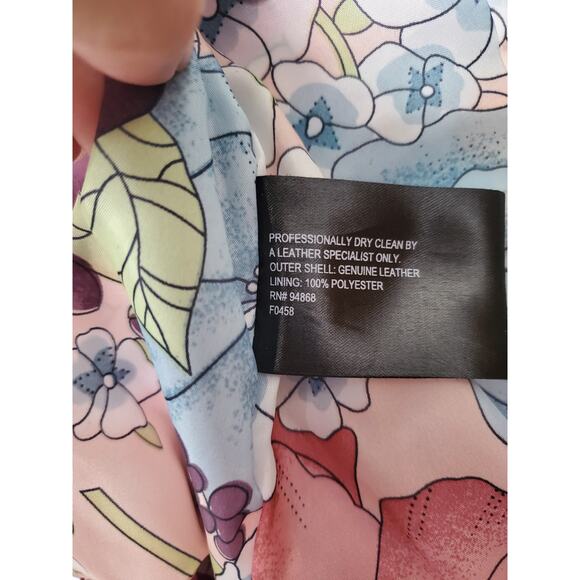 Bernardo Pink Petunia Leather XL Fitted Moto/Barbie SPRING Jacket Floral Lining - Picture 8 of 14